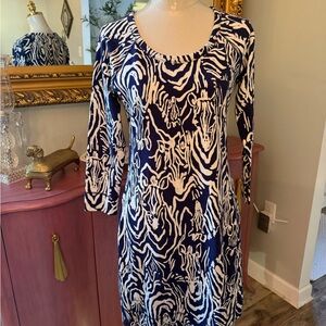 Lilly Pulitzer Navy and White Preston Dress in Entourage Zebra M
